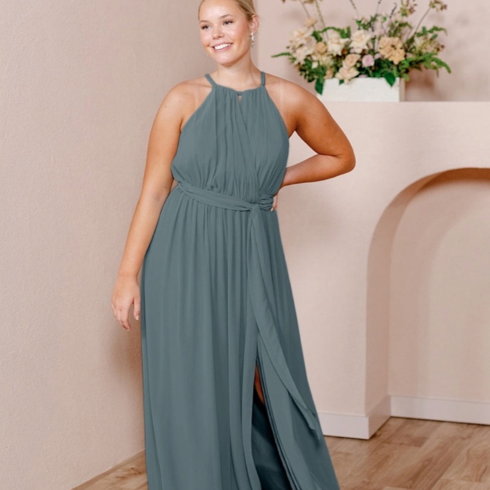 Revelry Eliza Chiffon Faux Wrap Bridesmaid Dress